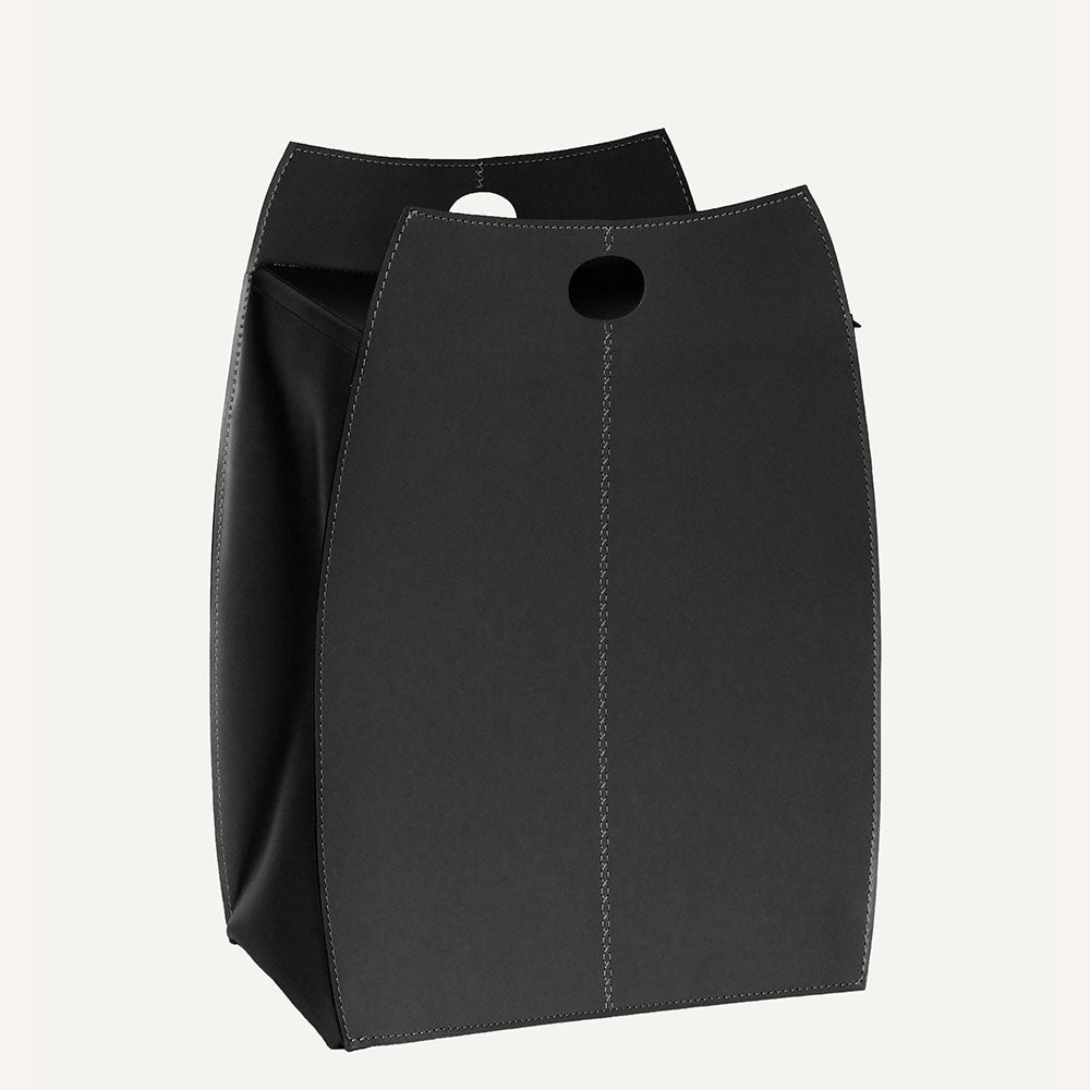 Elegante portabiancheria in cuoio PAOLINA - Nero