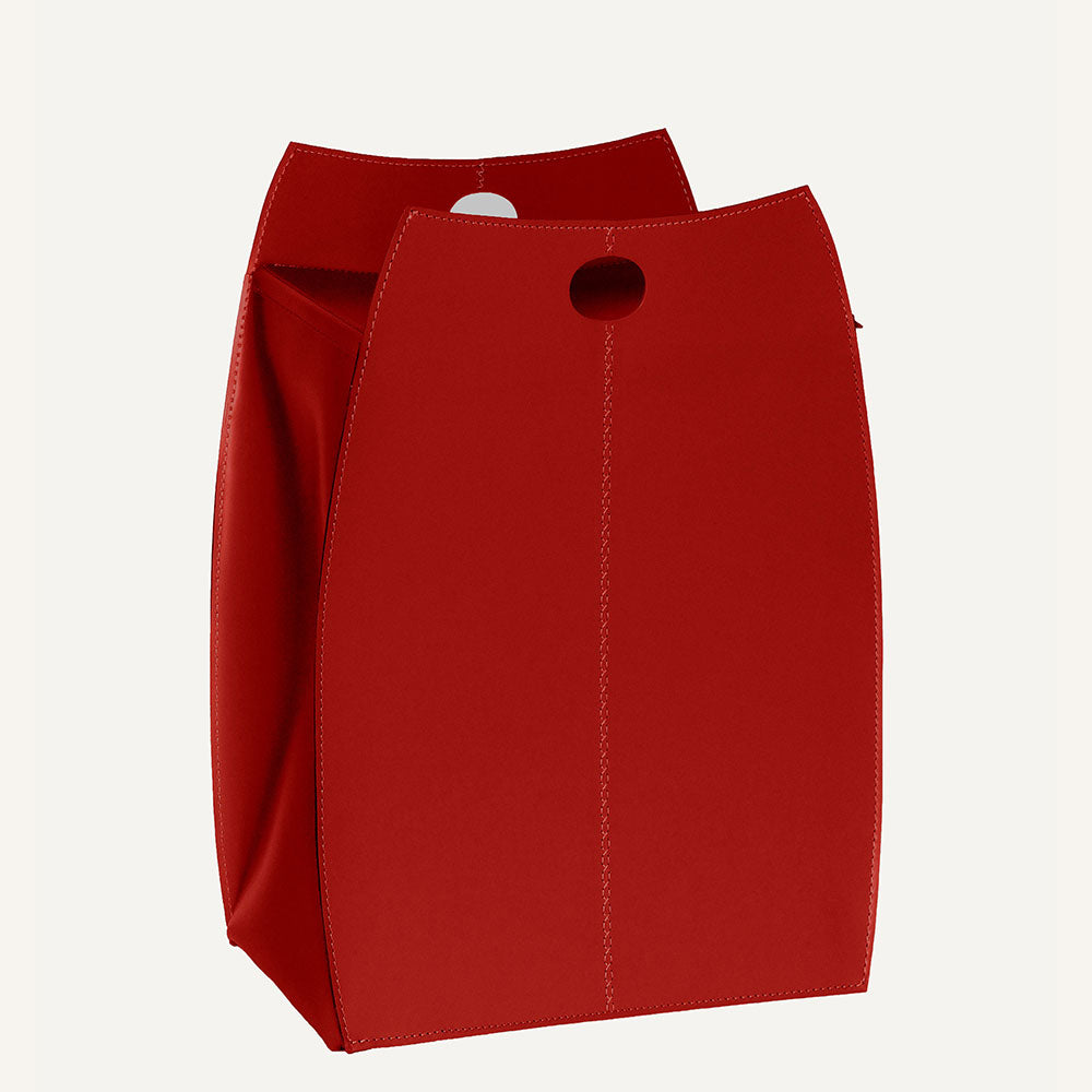 Elegante portabiancheria in cuoio PAOLINA - Rosso