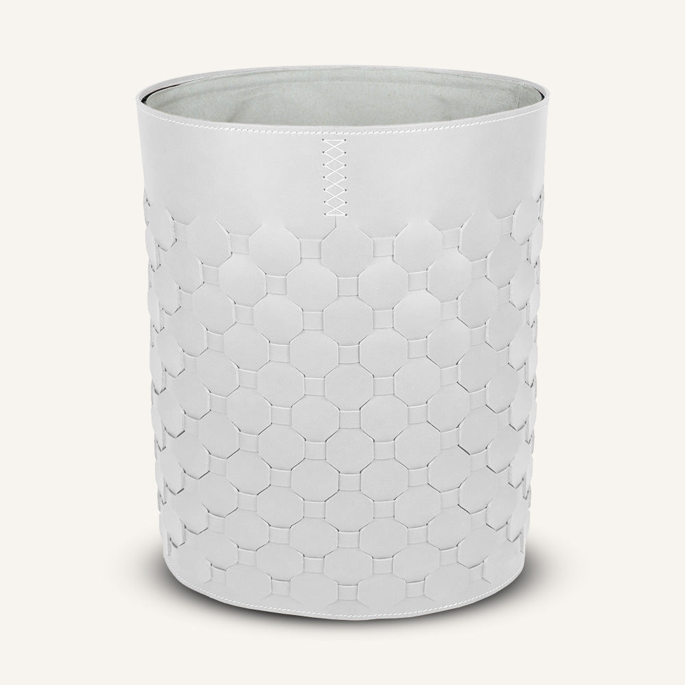 Portabiancheria ovale in cuoio intrecciato EGAN - Bianco, Standard