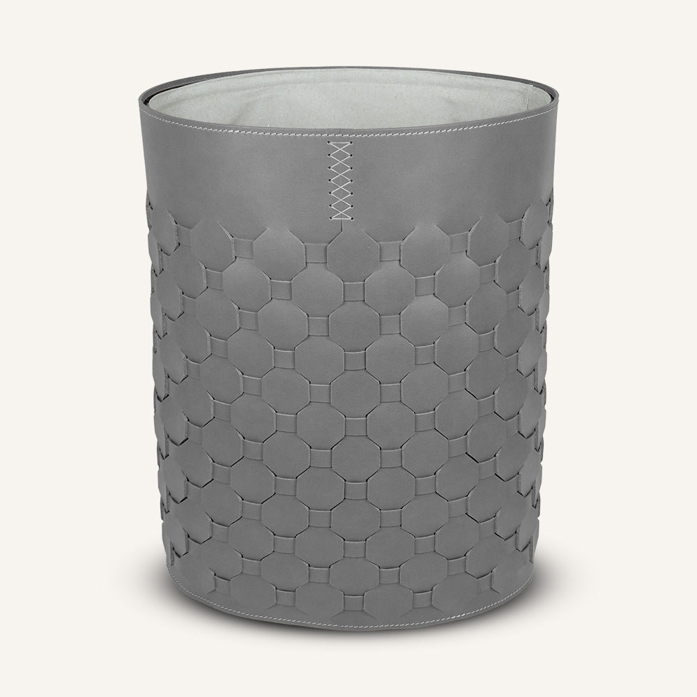 Portabiancheria ovale in cuoio intrecciato EGAN - Grigio, Standard