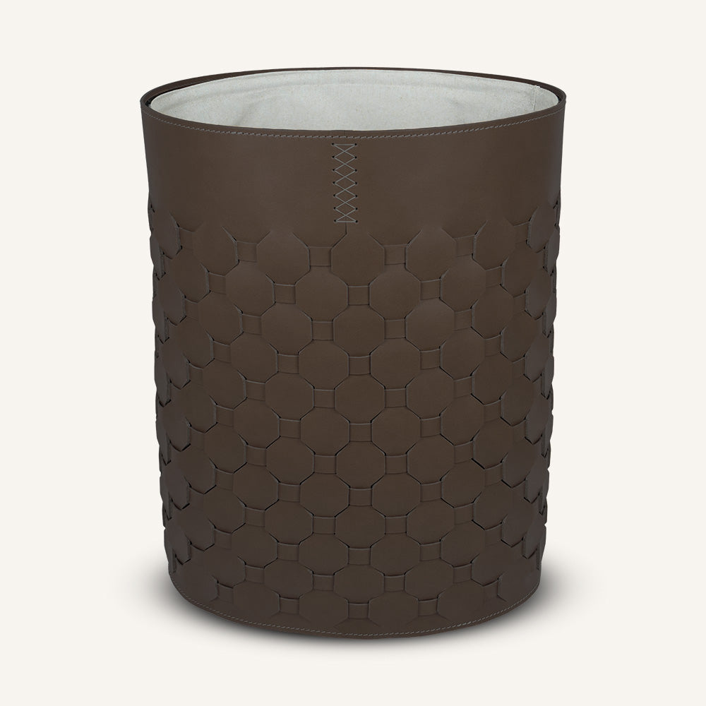 Portabiancheria ovale in cuoio intrecciato EGAN - Marrone scuro, Standard
