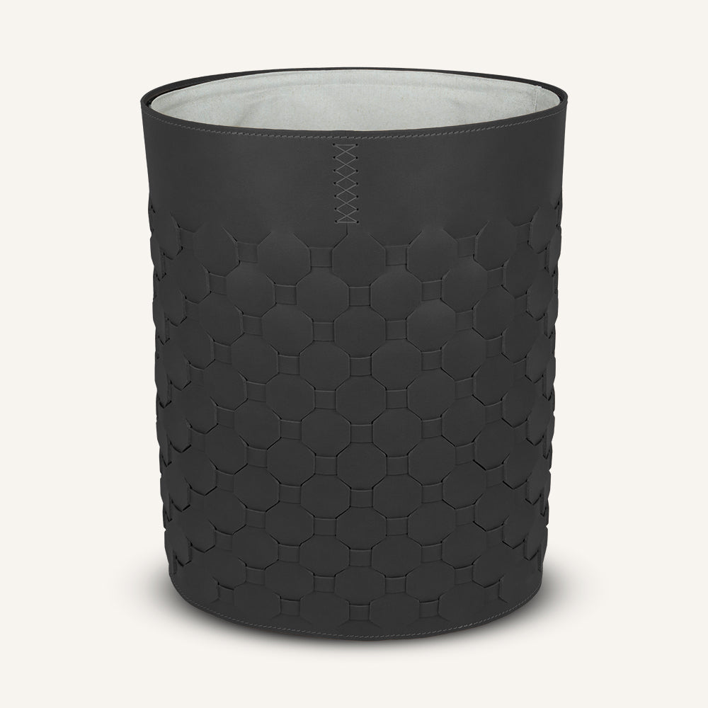 Portabiancheria ovale in cuoio intrecciato EGAN - Nero, Standard