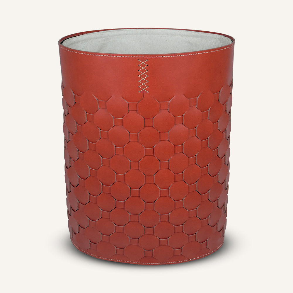 Portabiancheria ovale in cuoio intrecciato EGAN - Rosso, Standard