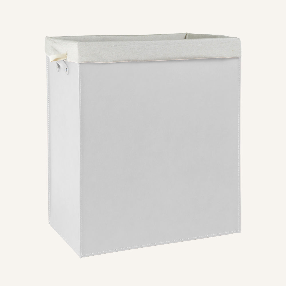 Portabiancheria rettangolare LUNDRA in cuoio rigenerato - Bianco, Deluxe