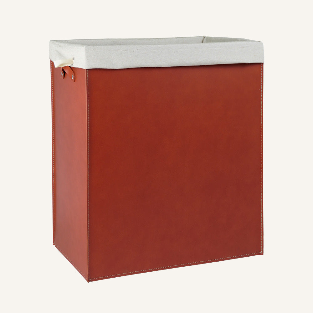 Portabiancheria rettangolare LUNDRA in cuoio rigenerato - Bordeaux, Deluxe