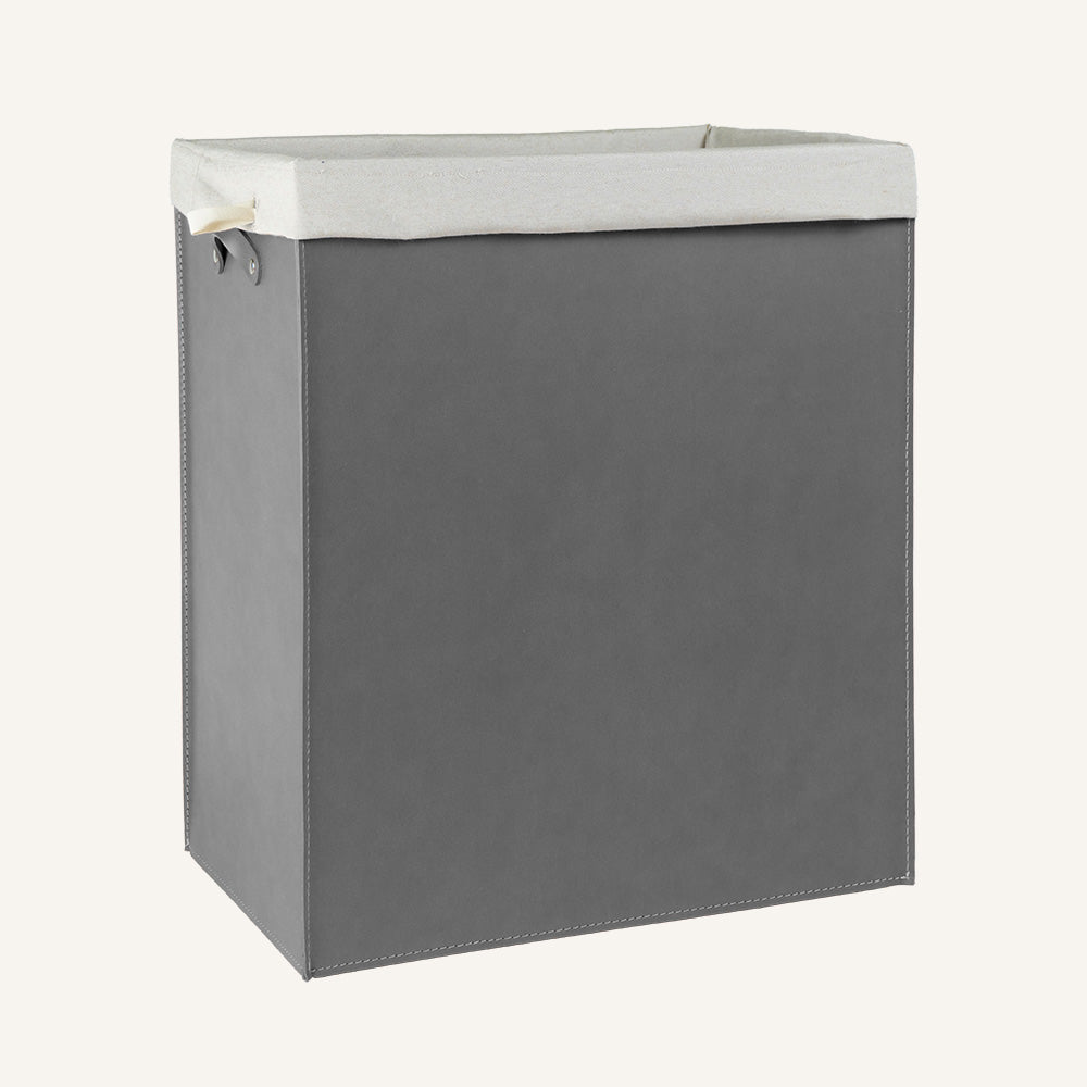 Portabiancheria rettangolare LUNDRA in cuoio rigenerato - Grigio, Deluxe