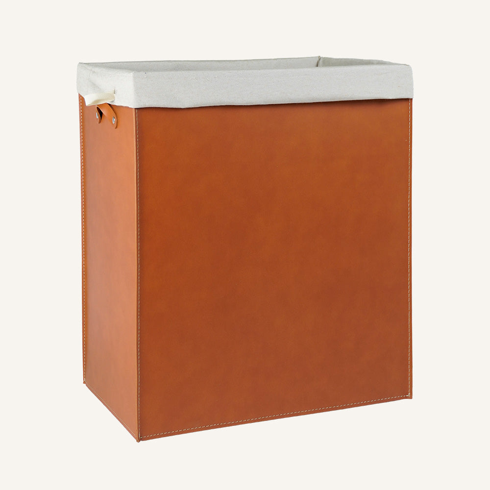 Portabiancheria rettangolare LUNDRA in cuoio rigenerato - Marrone, Deluxe