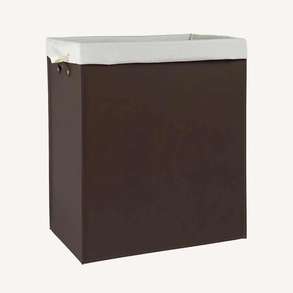 Portabiancheria rettangolare LUNDRA in cuoio rigenerato - Marrone scuro, Deluxe