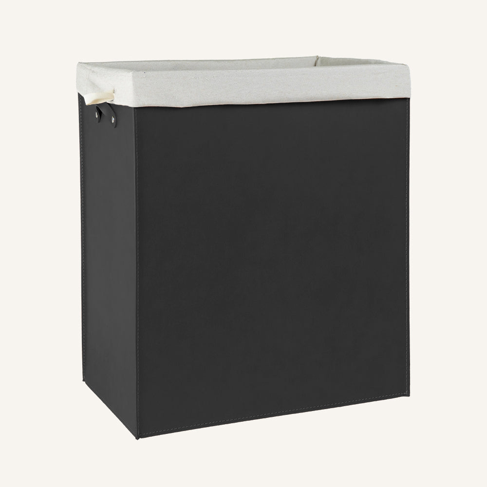 Portabiancheria rettangolare LUNDRA in cuoio rigenerato - Nero, Deluxe