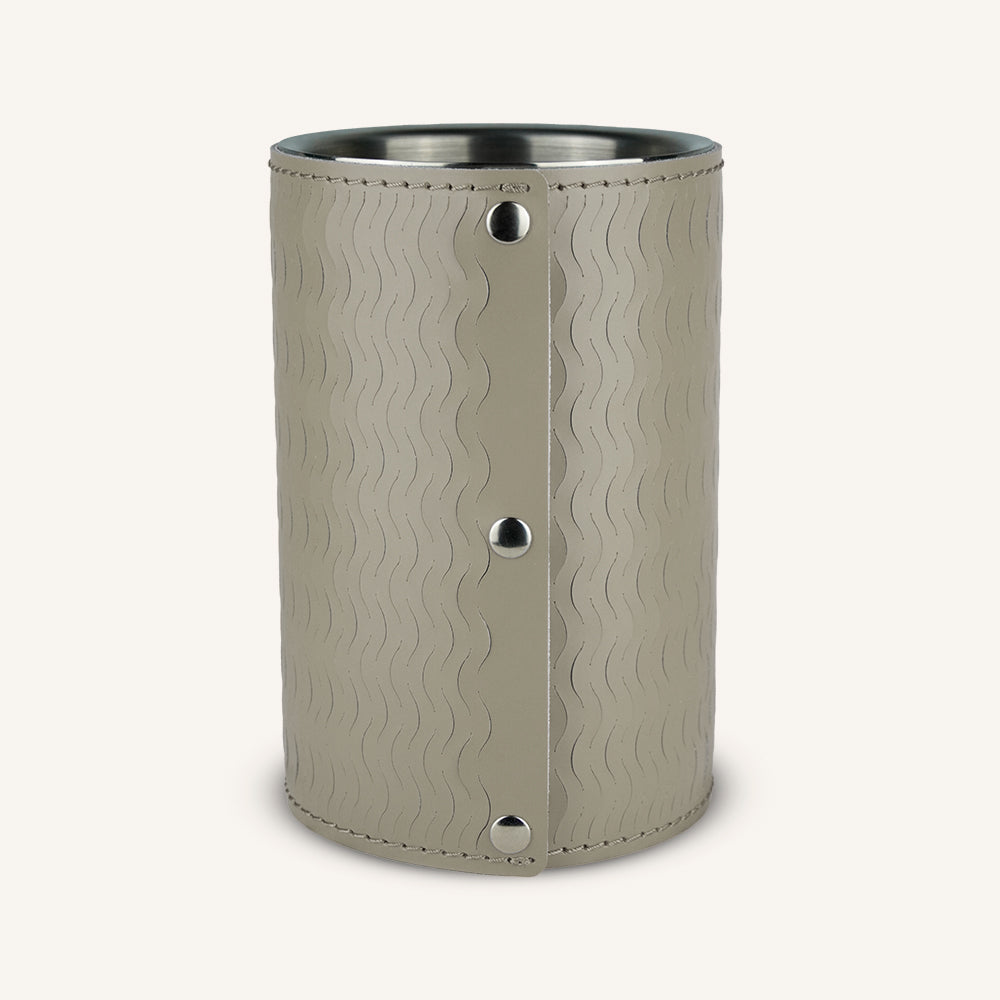 Portabottiglie KOSTA - Acciaio inox rivestito in pelle - Grigio chiaro