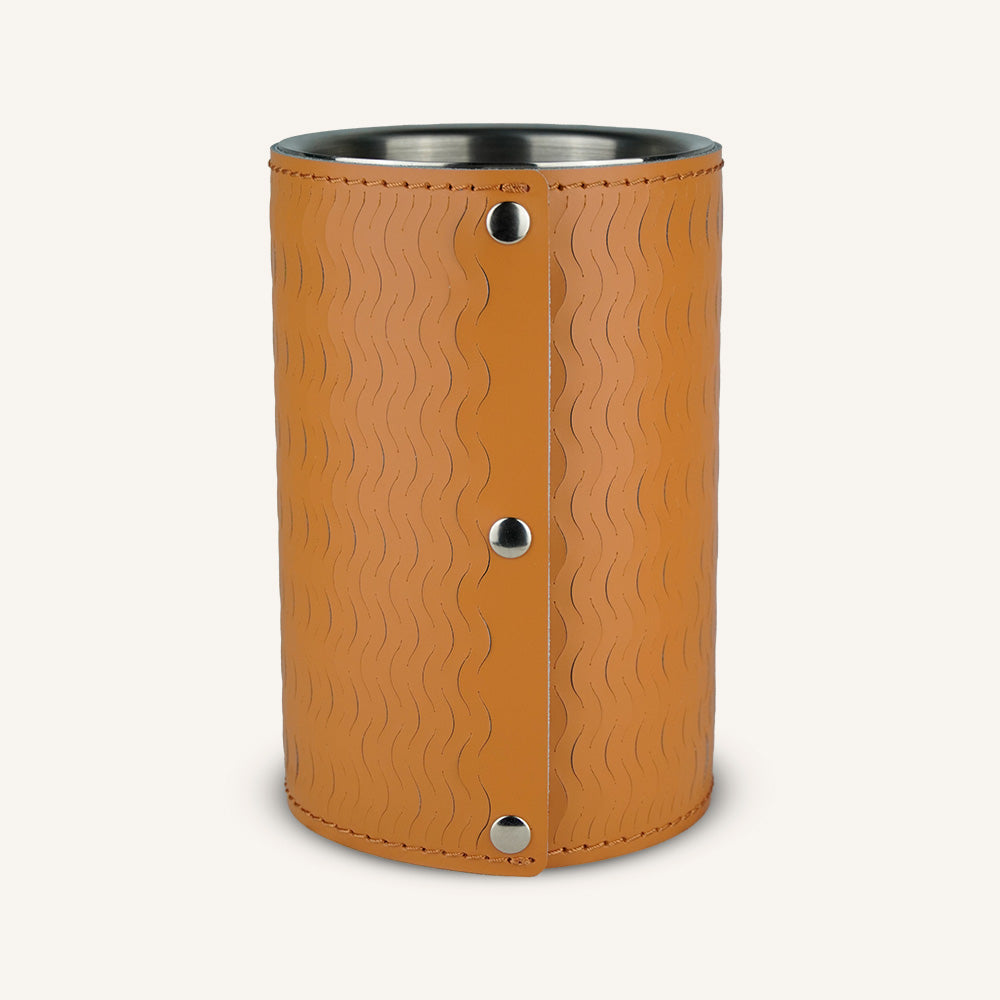 Portabottiglie KOSTA - Acciaio inox rivestito in pelle - Siena Naturale