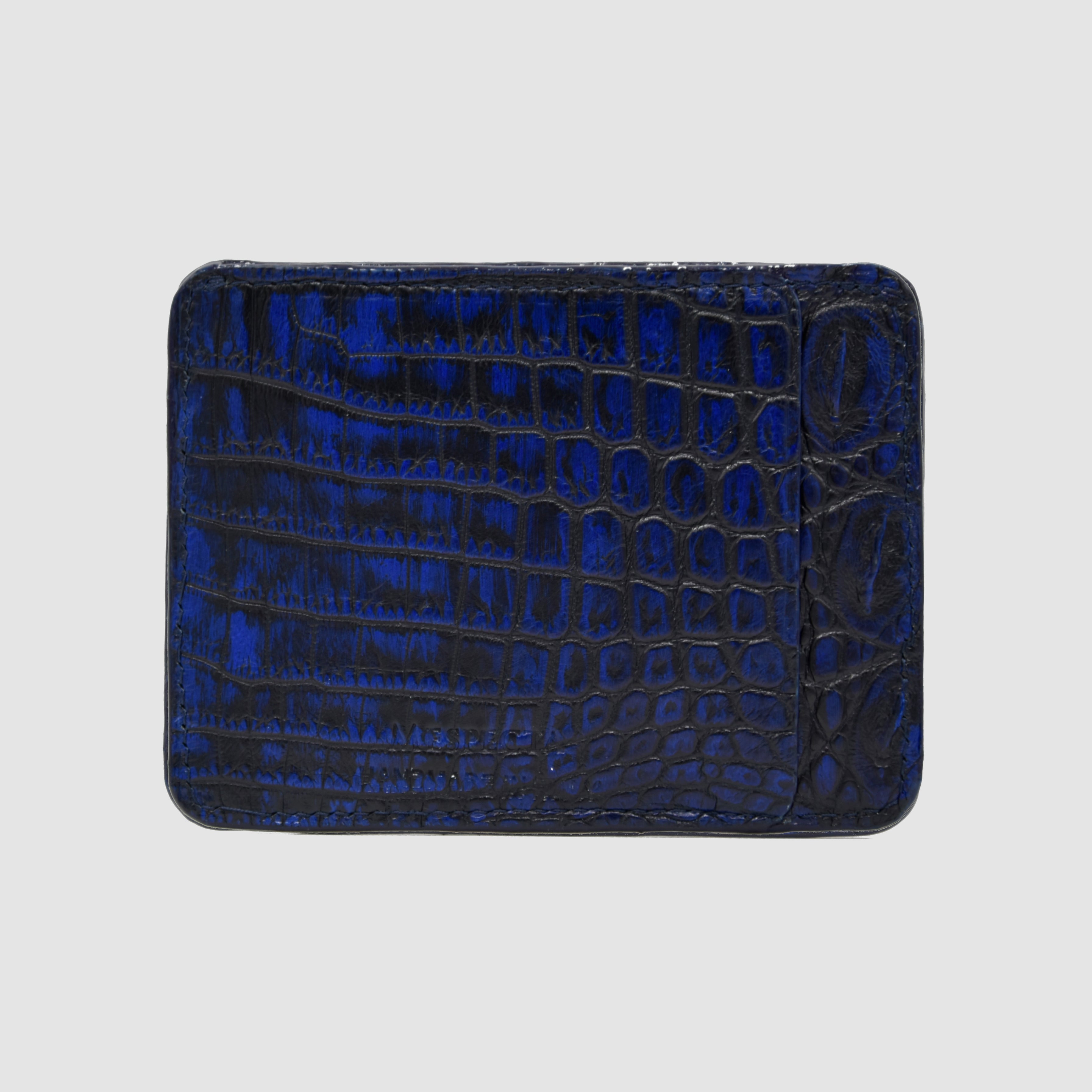Porta carte in vero Coccodrillo Blu Personalizzabile - MESPECTA Italia