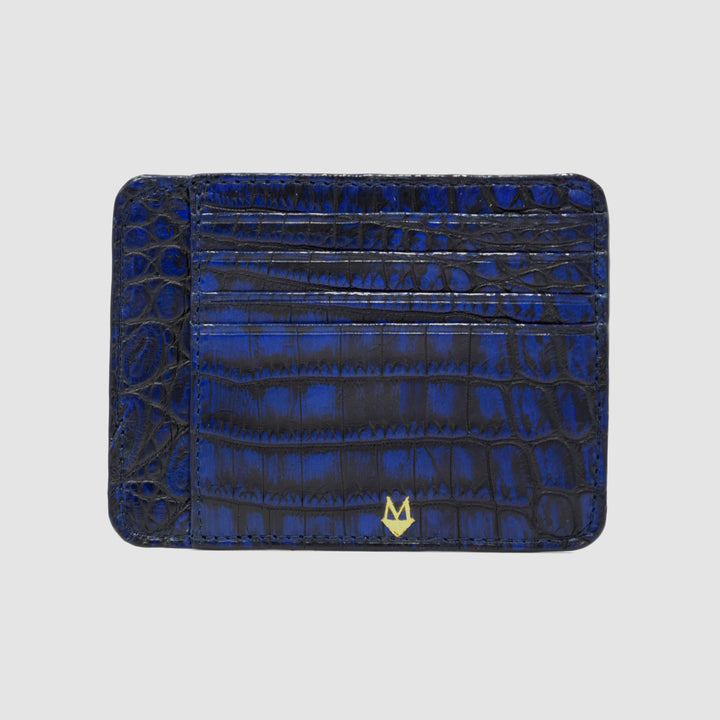 Porta carte in vero Coccodrillo Blu Personalizzabile - MESPECTA Italia