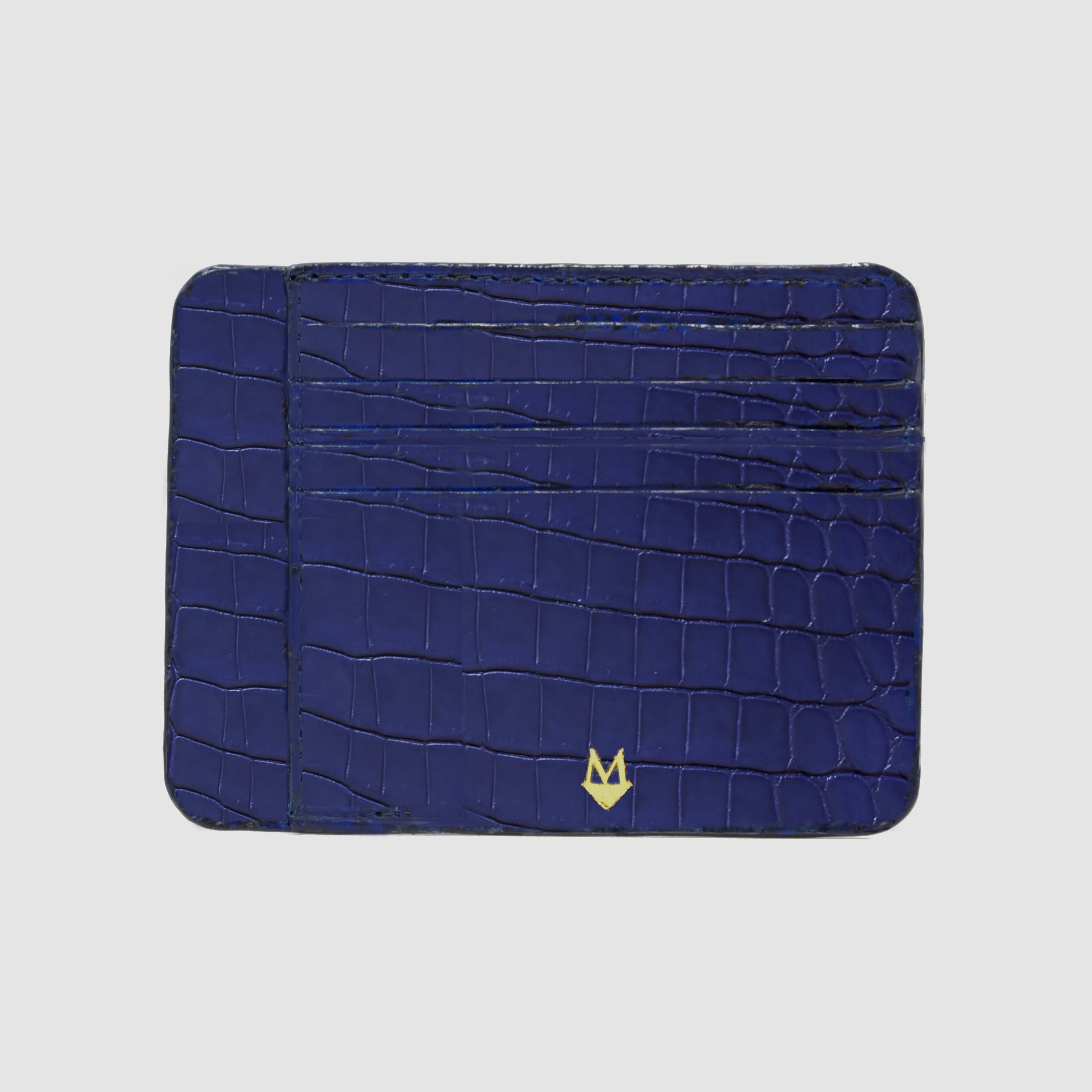 Porta carte in vera pelle di Coccodrillo mod. "Primo" Personalizzabile - Blu Zafiro