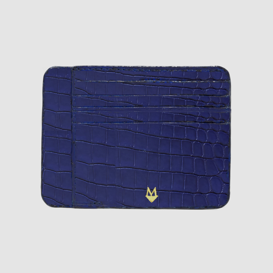 Porta carte in vera pelle di Coccodrillo mod. "Primo" Personalizzabile - Blu Zafiro