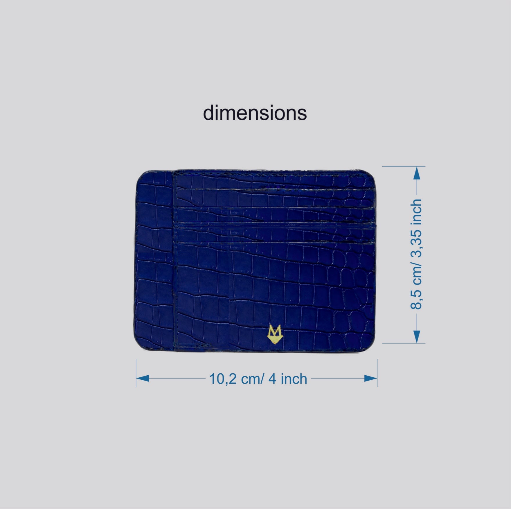 Porta carte in vera pelle di Coccodrillo mod. "Primo" Personalizzabile - Blu Zafiro