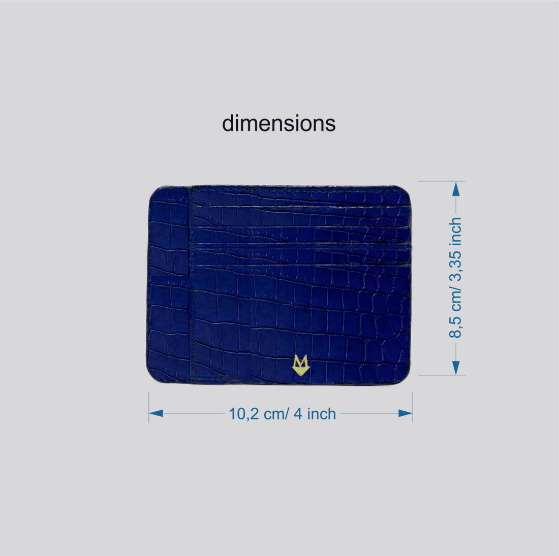 Porta carte in vera pelle di Coccodrillo mod. "Primo" Personalizzabile - Blu Zafiro