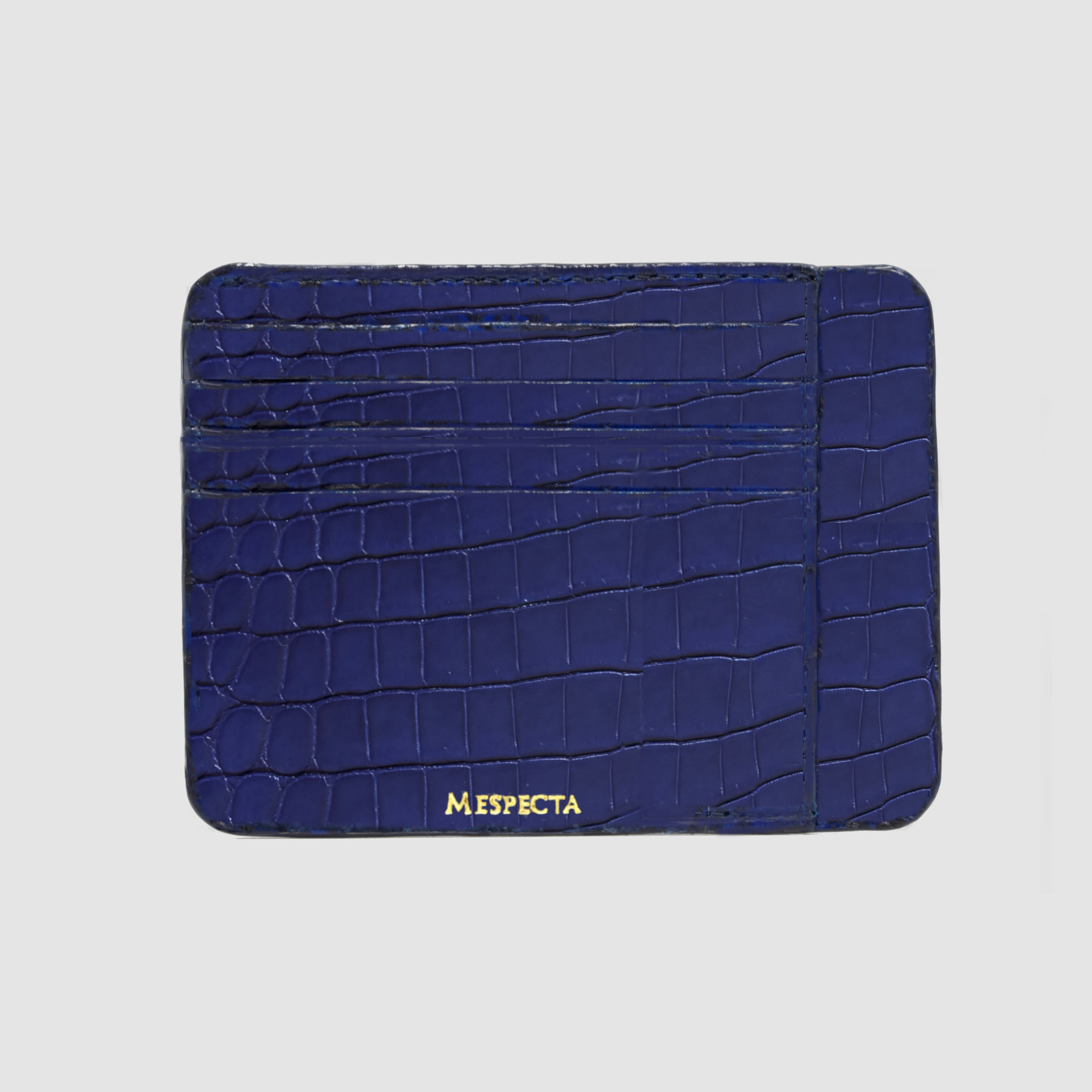 Porta carte in vera pelle di Coccodrillo mod. "Primo" Personalizzabile - Blu Zafiro
