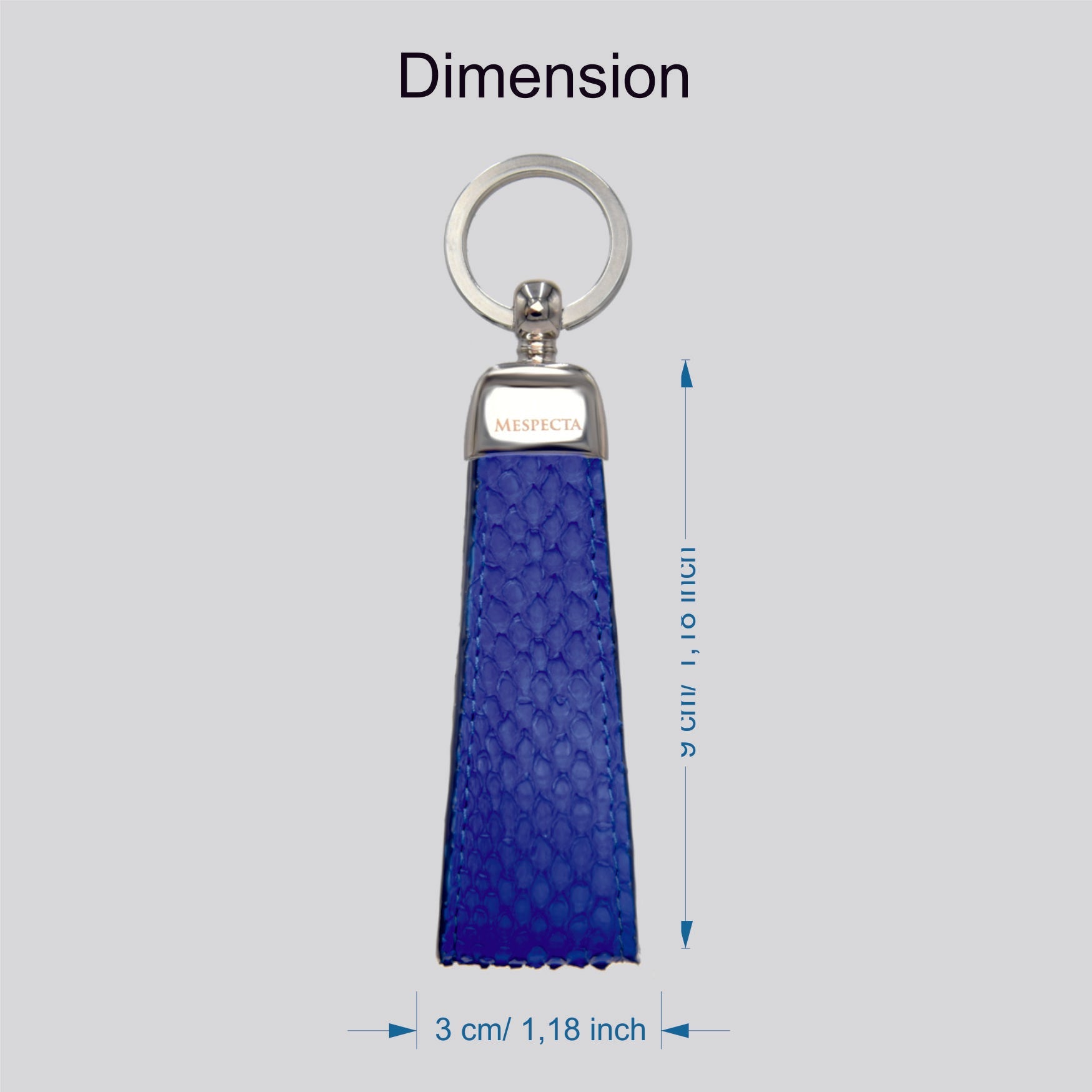 Portachiavi in vera pelle di Pitone Personalizzabile con iniziali - Blu Cobalto
