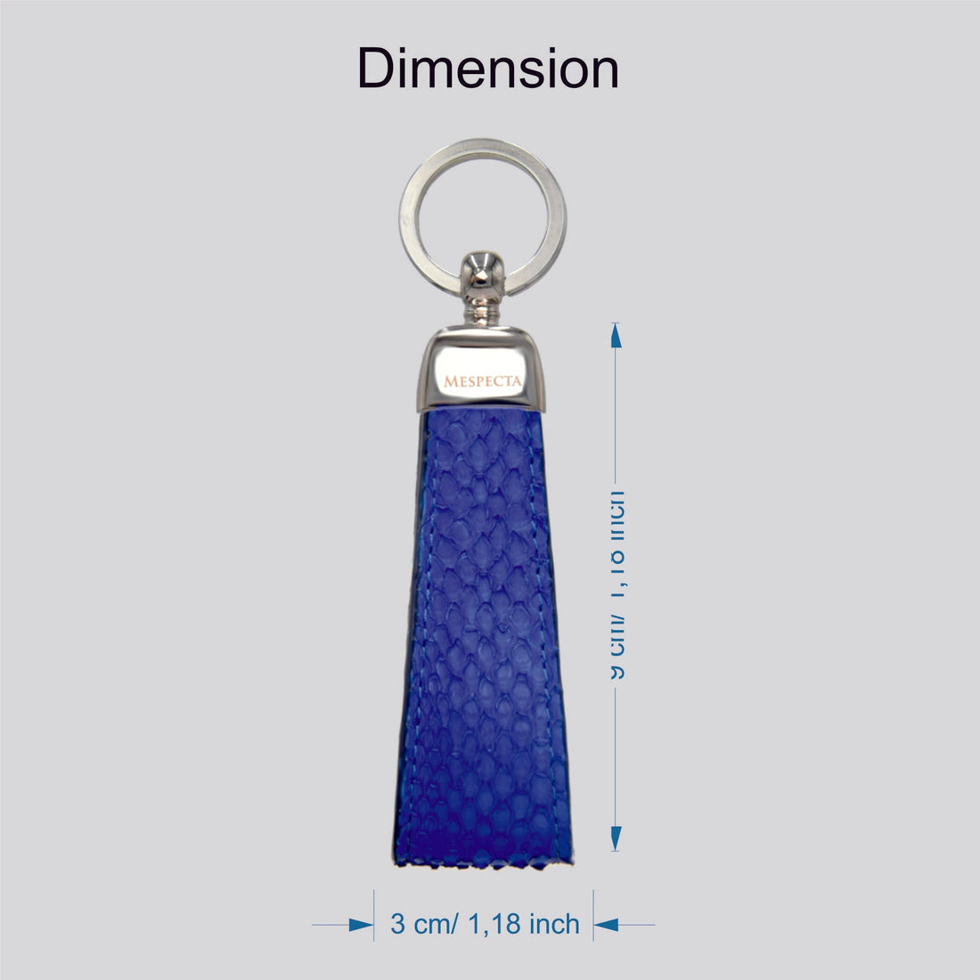 Portachiavi in vera pelle di Pitone Personalizzabile con iniziali - Blu Cobalto