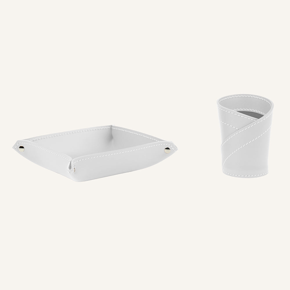 Set scrivania in cuoio di design DONIO - Bianco