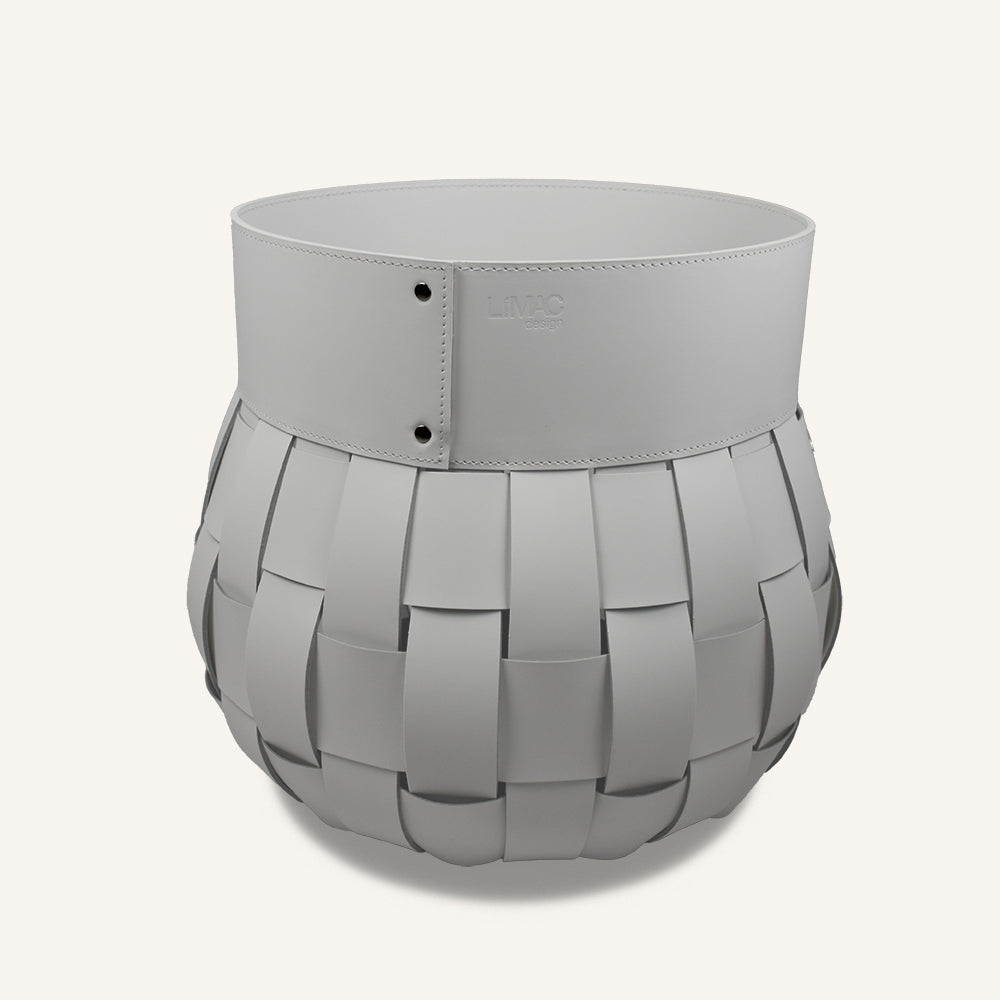 Contenitore cuoio intrecciato TRECCIO HABITA - Bianco