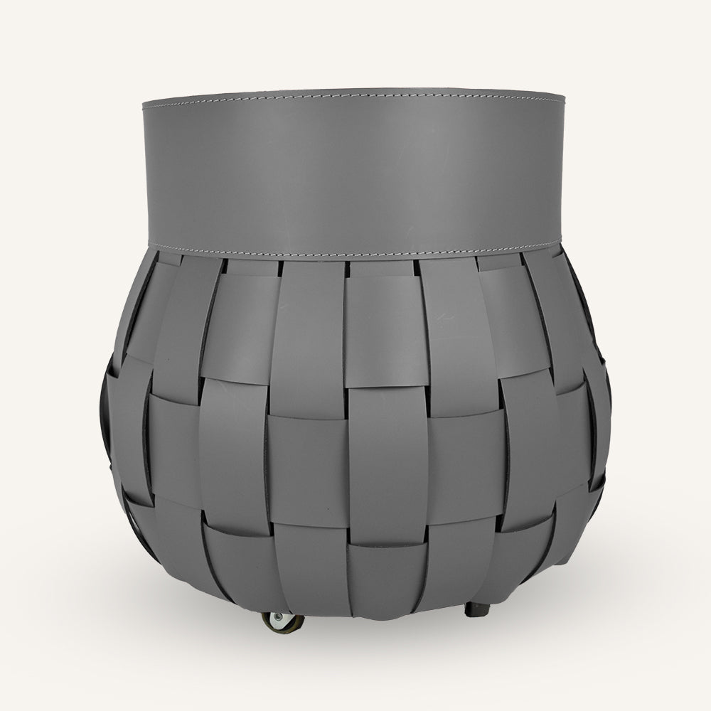 Contenitore cuoio intrecciato TRECCIO HABITA - Grigio