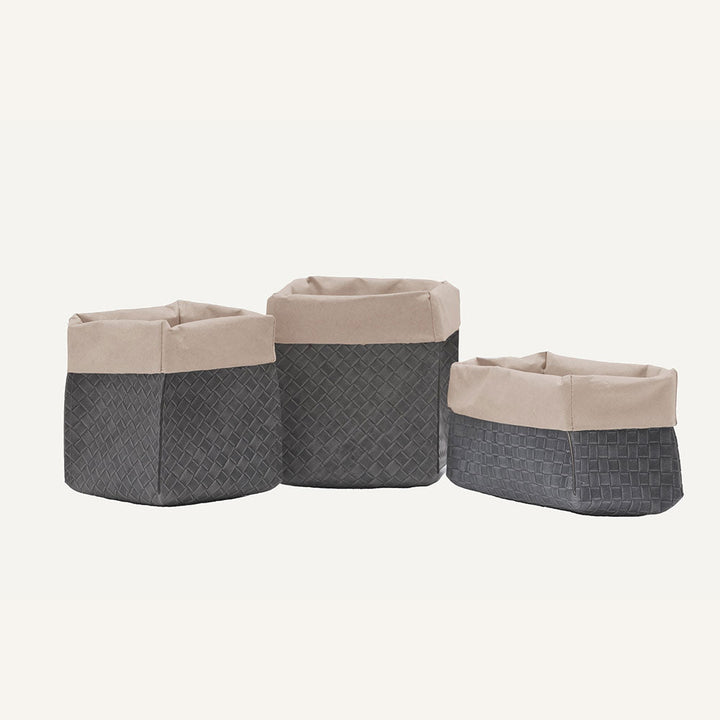Set di eleganti portaoggetti in cuoio AMOS - Grigio
