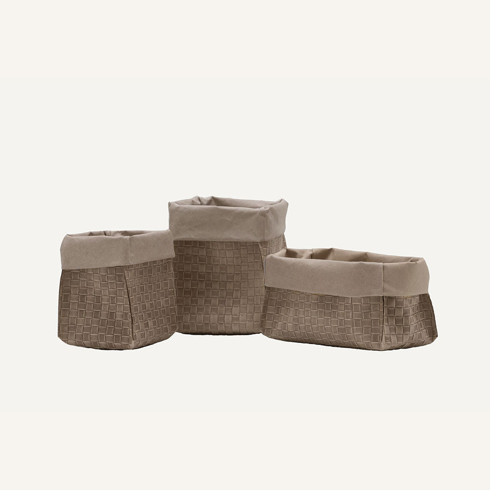 Set di eleganti portaoggetti in cuoio AMOS - Marrone