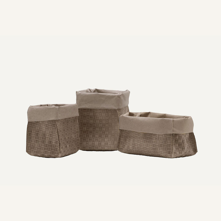 Set di eleganti portaoggetti in cuoio AMOS - Marrone
