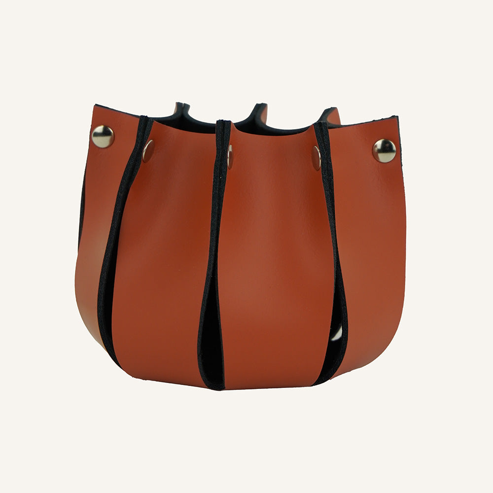 Portapenne da scrivania di design in vera pelle RITLUX - Arancio H.