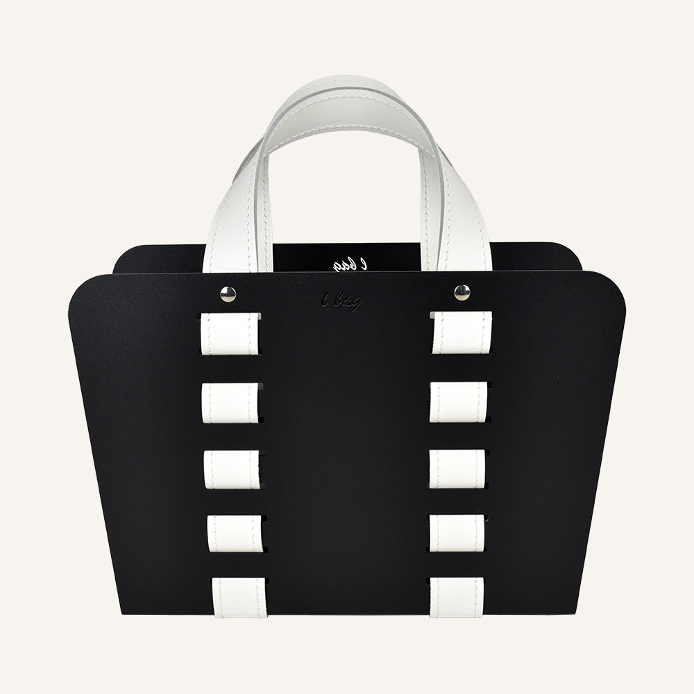 Portariviste in acciaio e cuoio L-BAG - Bianco
