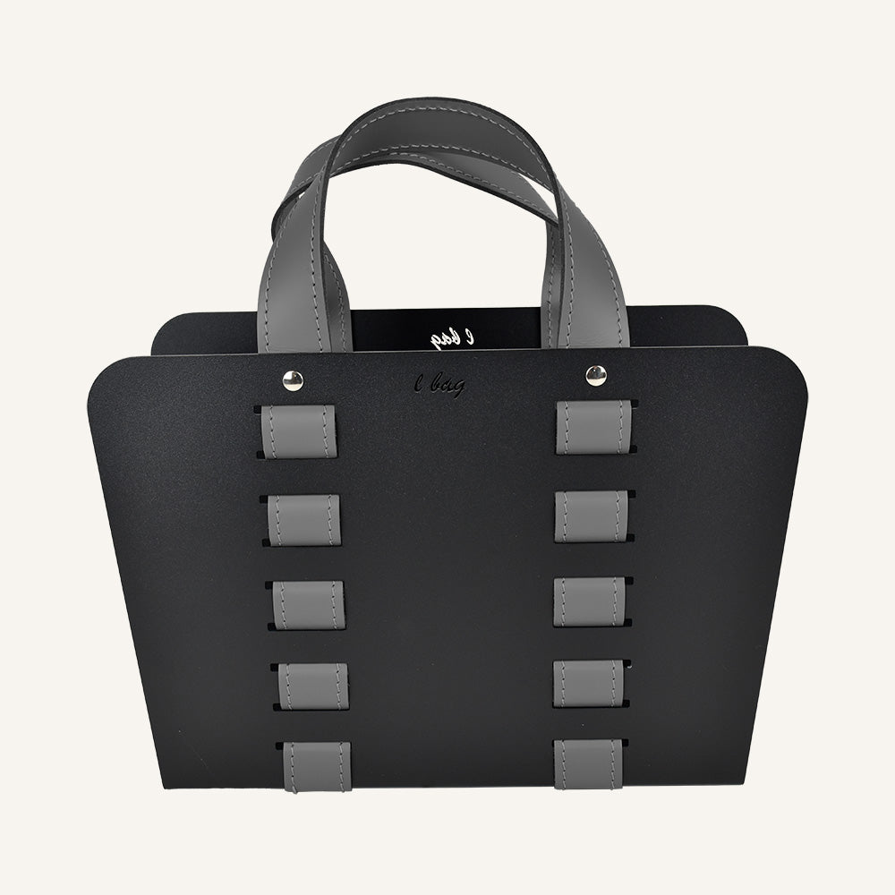 Portariviste in acciaio e cuoio L-BAG - Grigio