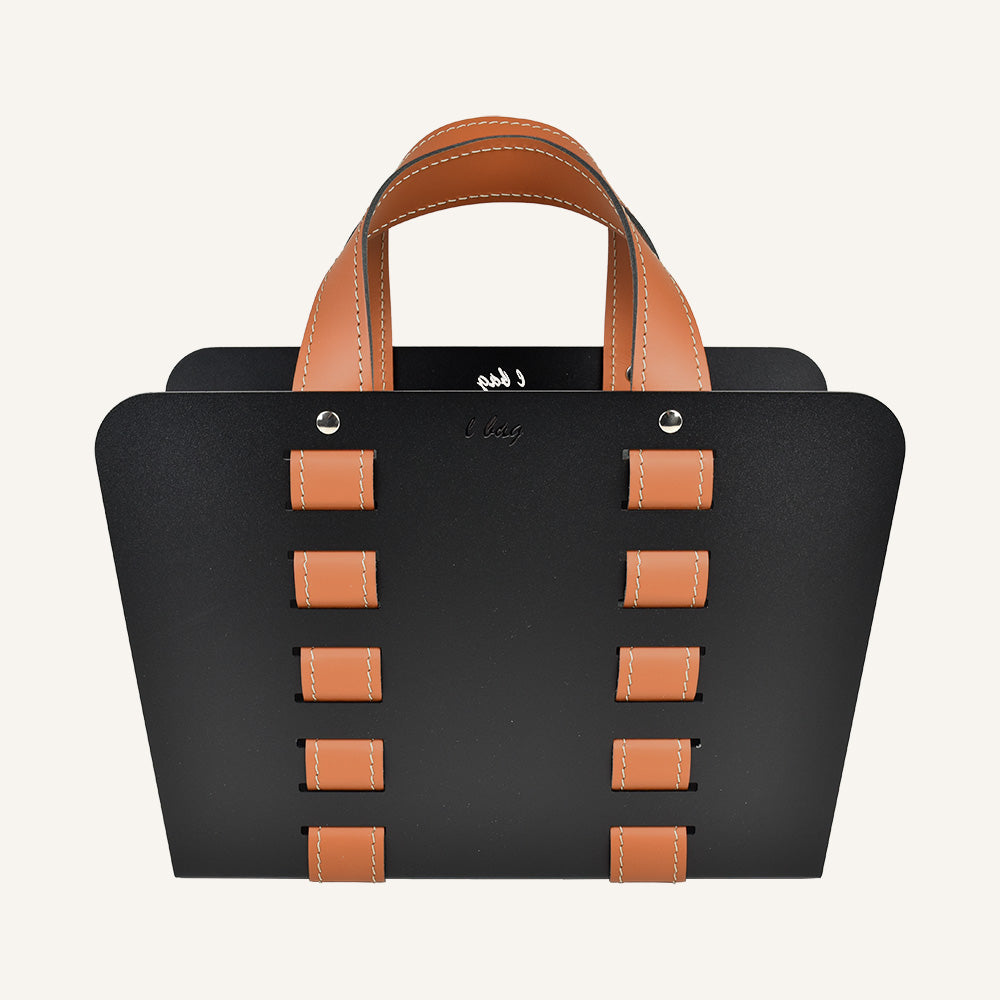 Portariviste in acciaio e cuoio L-BAG - Marrone