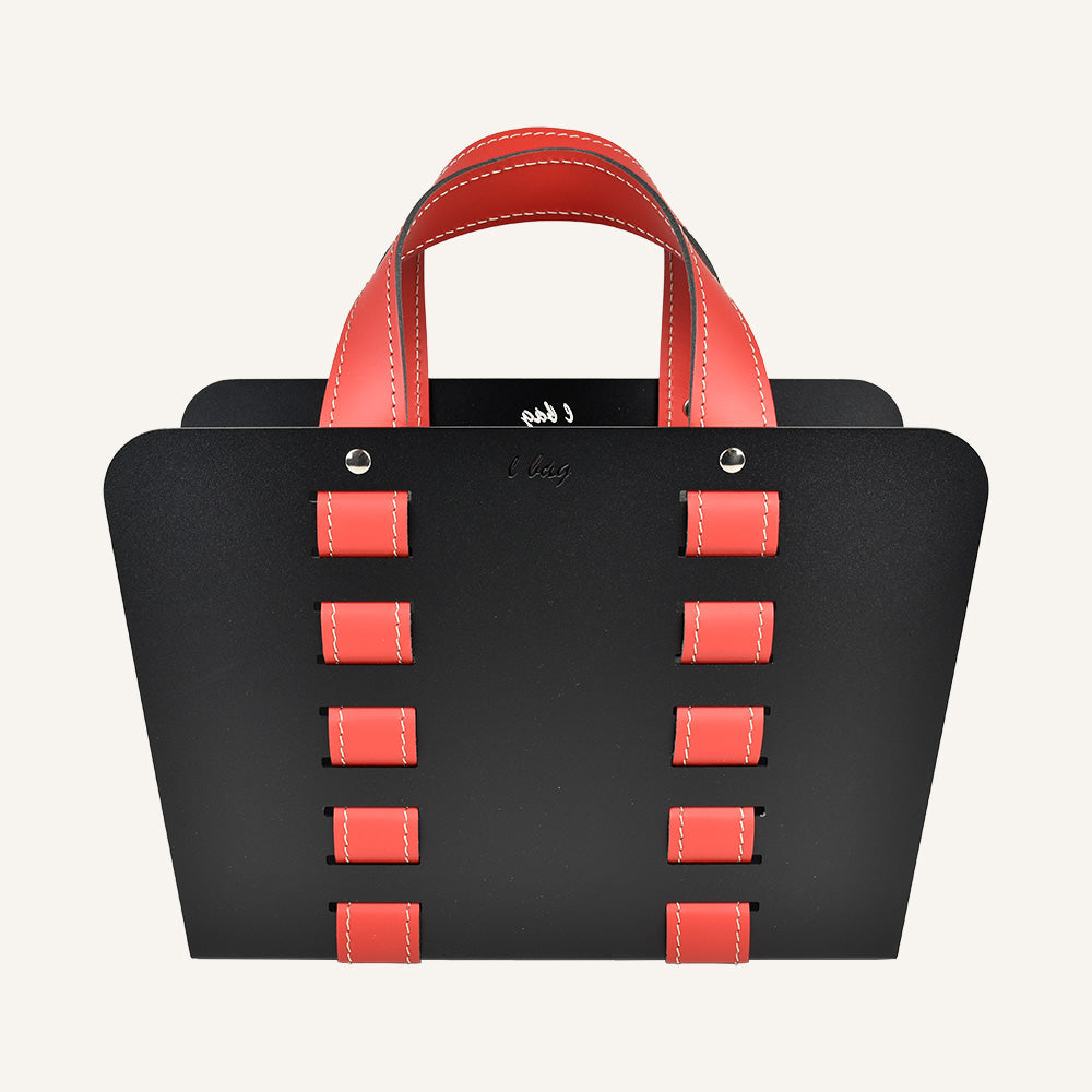 Portariviste in acciaio e cuoio L-BAG - Rosso