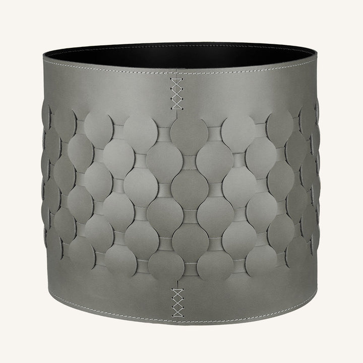 Portavaso per interni in rigenerato di cuoio intrecciato THANASIS - Tortora, ⌀ 41 x 36 cm
