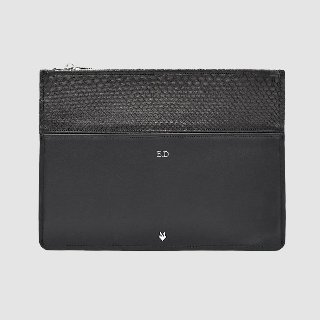 Pochette borsello uomo mod. "Maestro" vera pelle di Pitone - Personalizzabile con iniziali Nero
