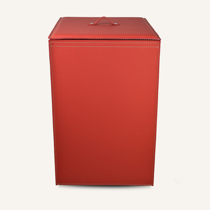 Pregiato portabiancheria in cuoio DARIA - Rosso