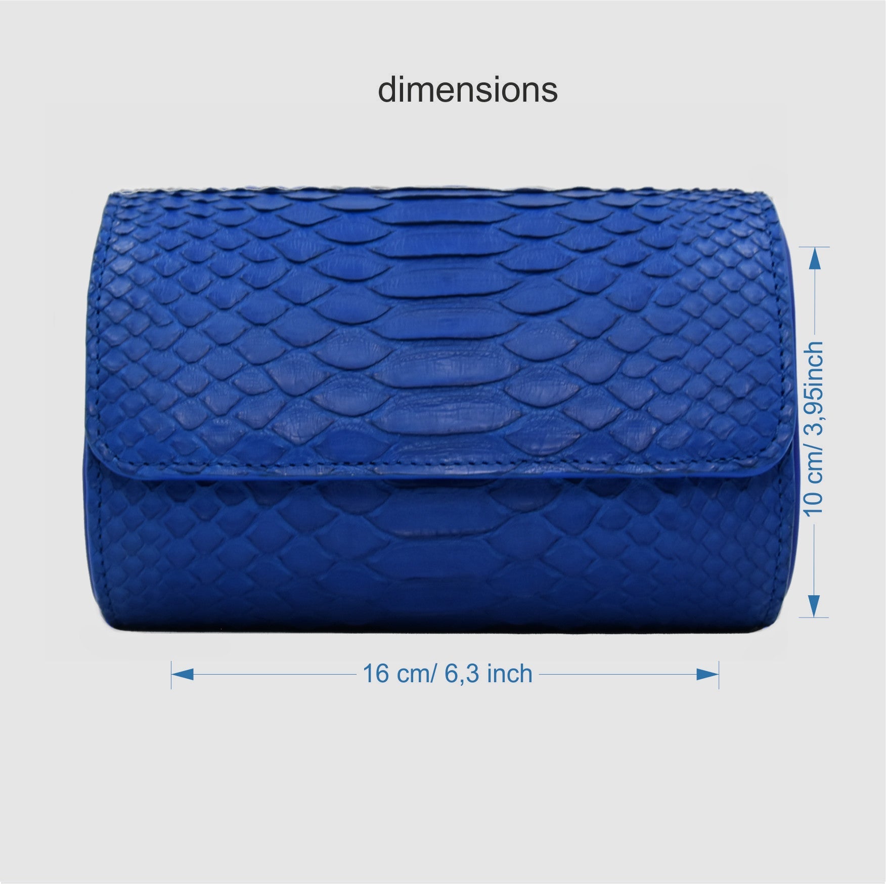 Portaorologio Watch Roll in Pelle di Pitone Blu Cobalto Personalizzato 2 slots per 2 orologi