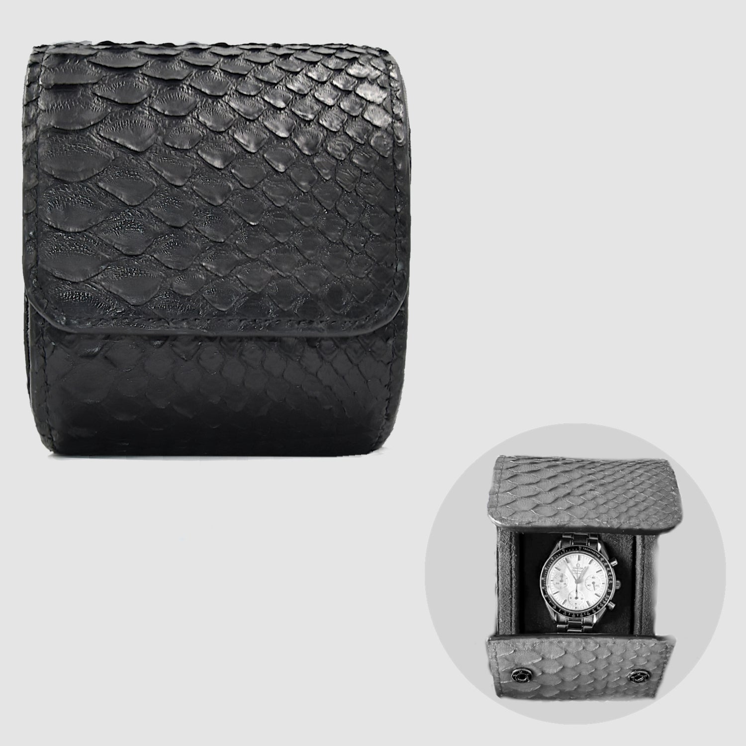 Portaorologio Watch Roll in Pelle di Pitone Personalizzato Made in Italy 1 slot