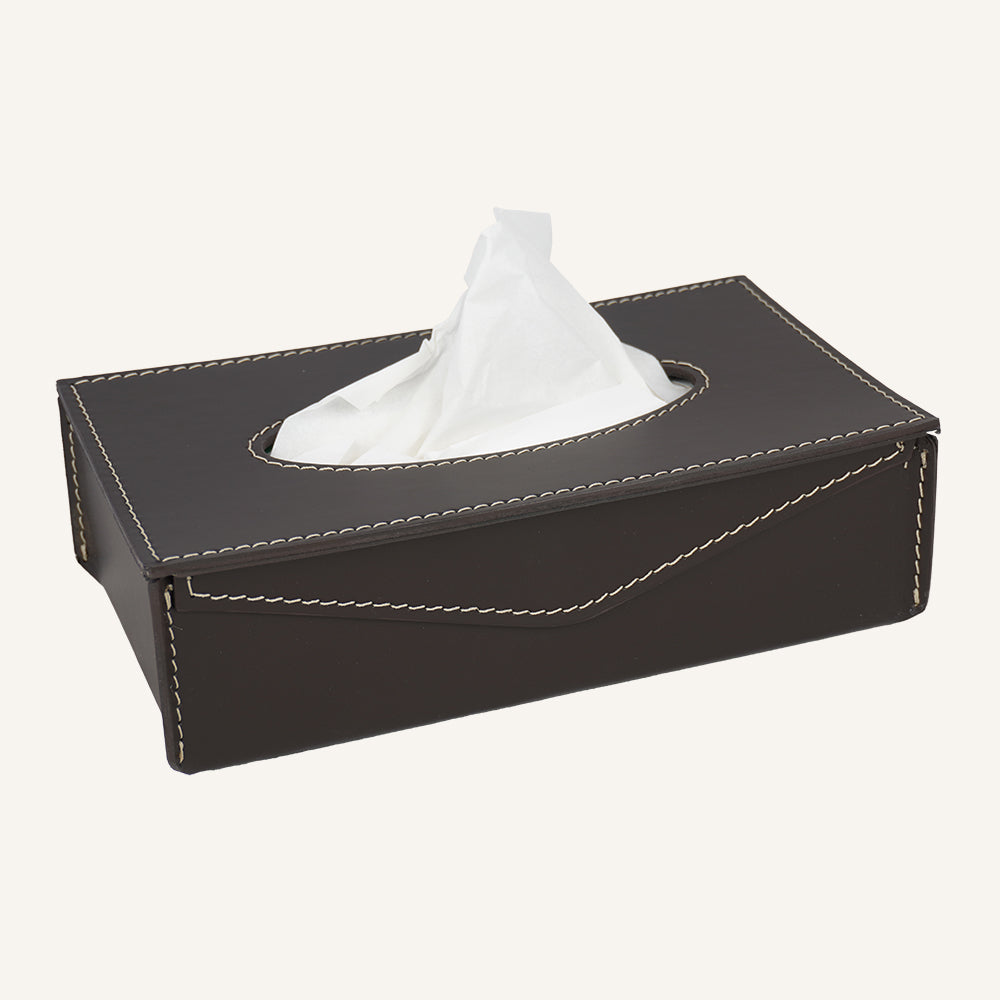 Contenitore per salviette in cuoio FAZOLY - Marrone scuro