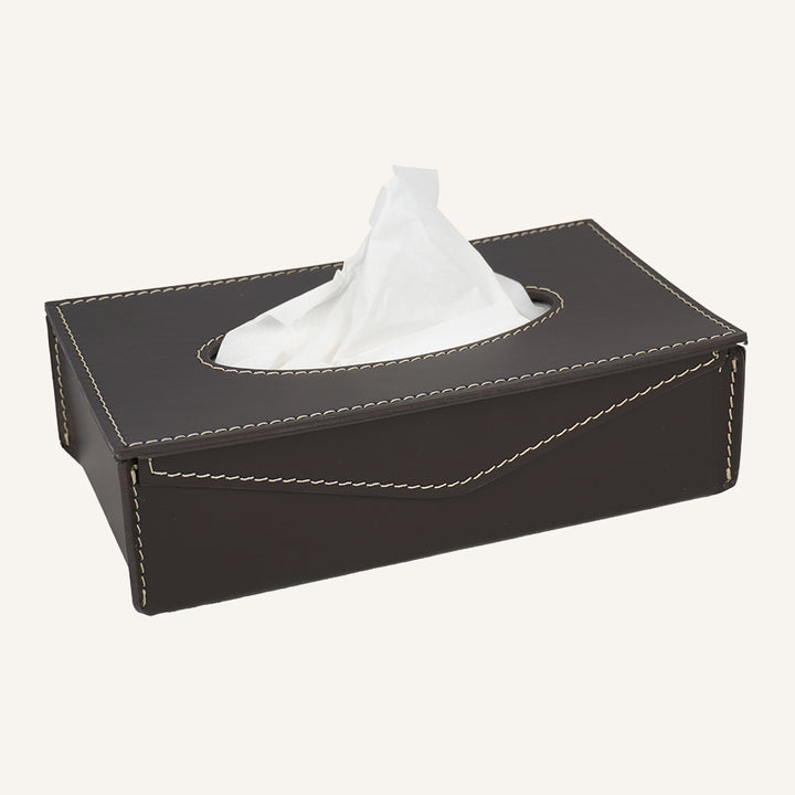 Contenitore per salviette in cuoio FAZOLY - Marrone scuro
