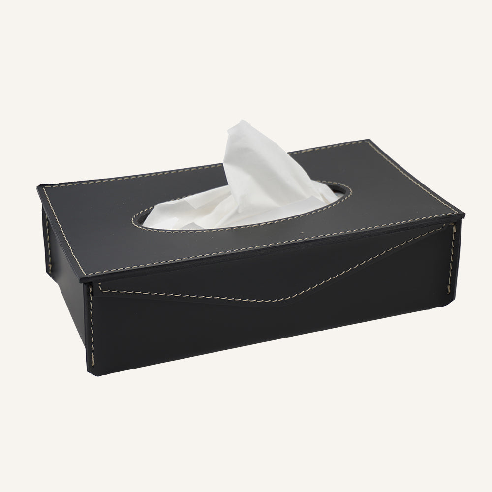 Contenitore per salviette in cuoio FAZOLY - Nero