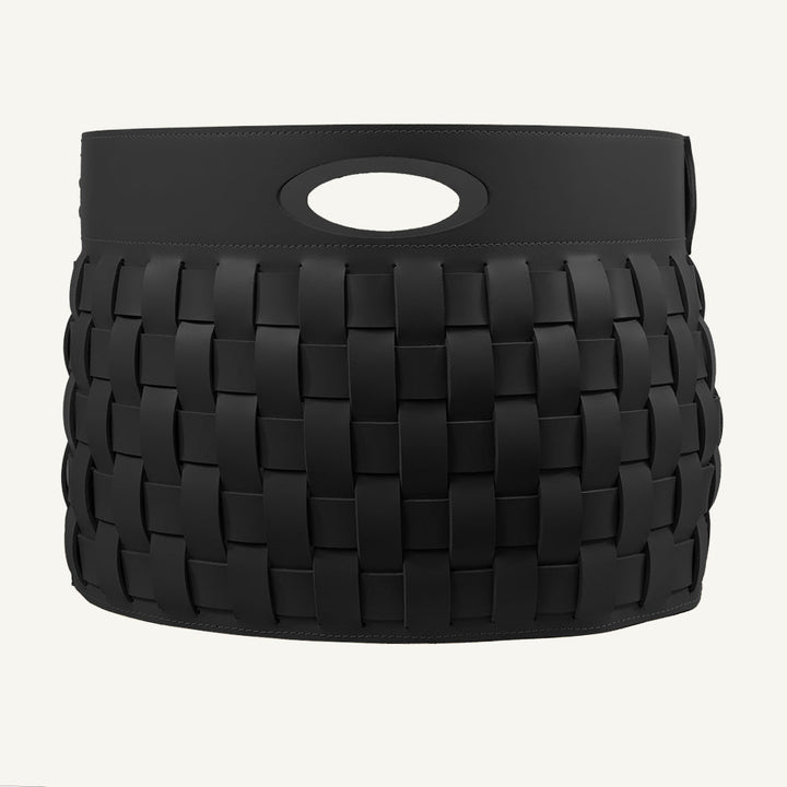 Cesto portaoggetti in cuoio intrecciato THESA