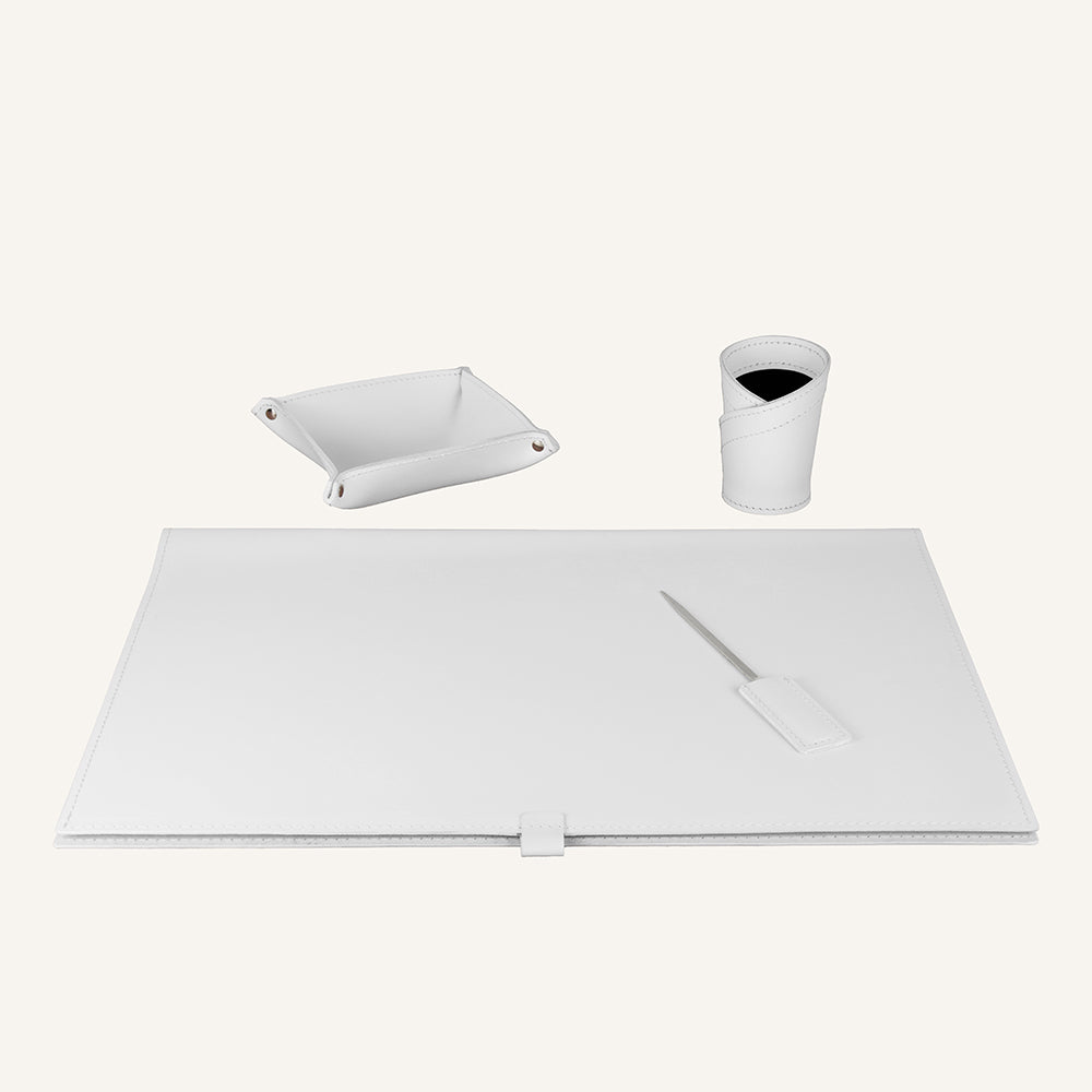 Set completo di accessori da scrivania di design ARISTOTELE 4pz - Bianco