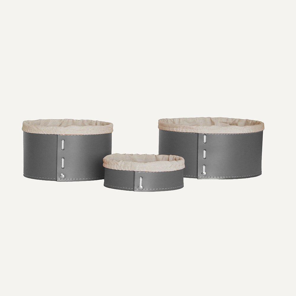 Set contenitori portaoggetti design MARTINA - Grigio, Con sacca