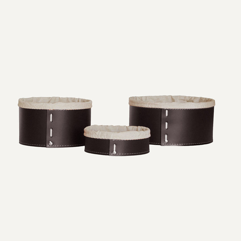 Set contenitori portaoggetti design MARTINA - Marrone scuro, Con sacca