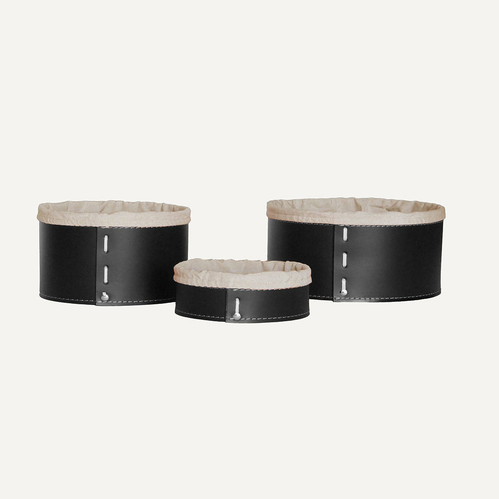 Set contenitori portaoggetti design MARTINA - Nero, Con sacca