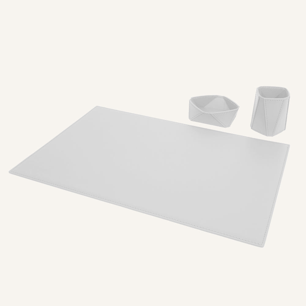 Set da scrivania raffinato in cuoio QULUX - Bianco