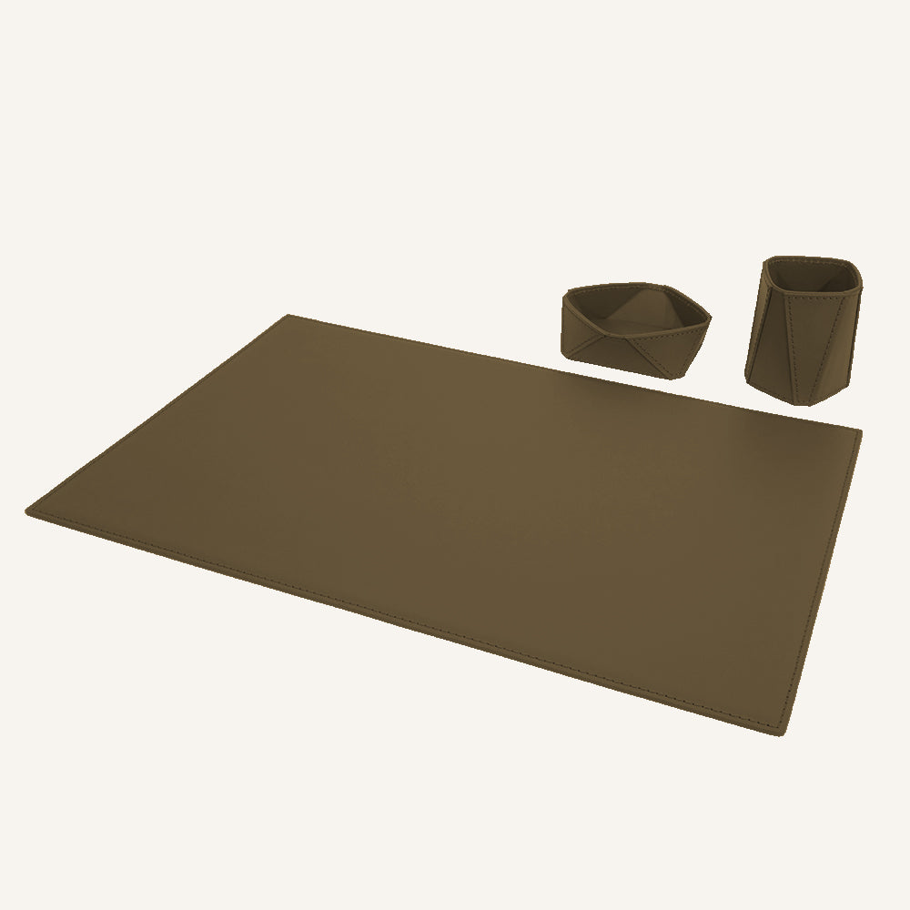 Set da scrivania raffinato in cuoio QULUX - Marrone Quarzo
